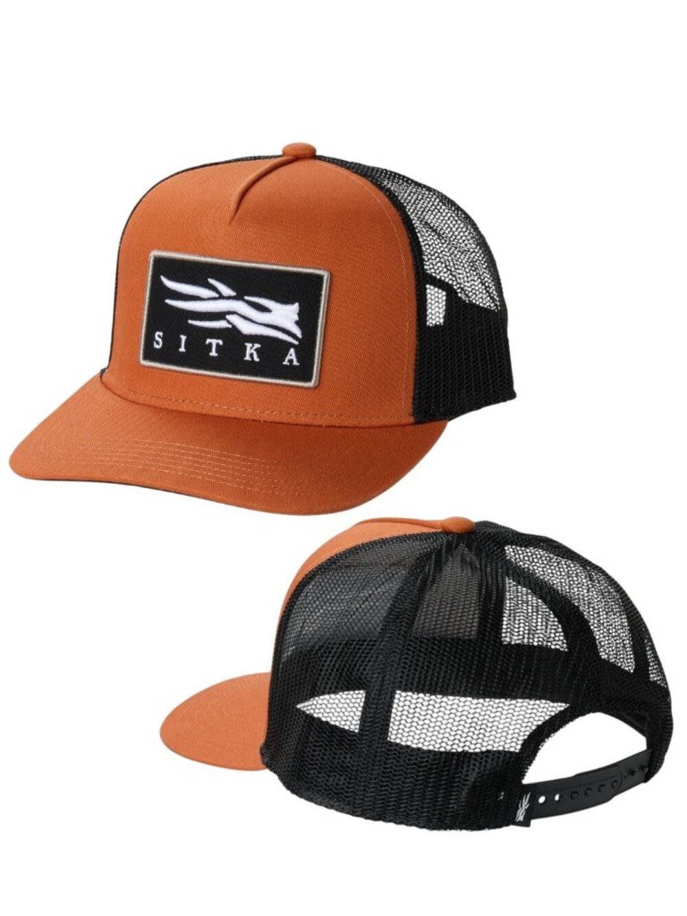 Sitka Icon Patch Hi Pro Trucker Hat Snapback Mesh Cap Orange/Black